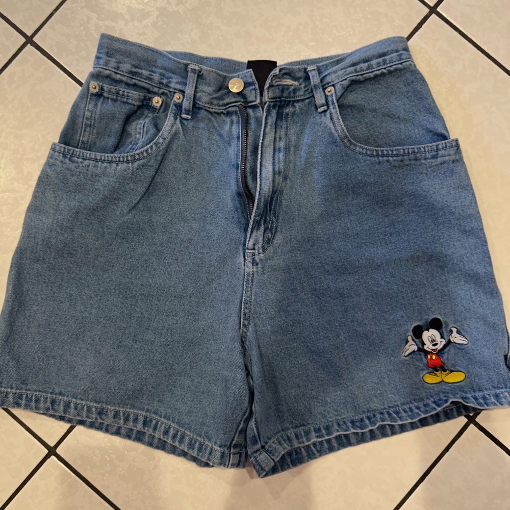 Disney Blue Denim Shorts with Mickey Mouse